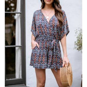 NWT Veronica M Sardinia Short Sleeve Open Back Romper